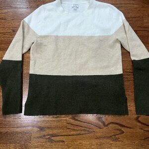 J. Crew Extra-Soft White, Beige, Green Sweater